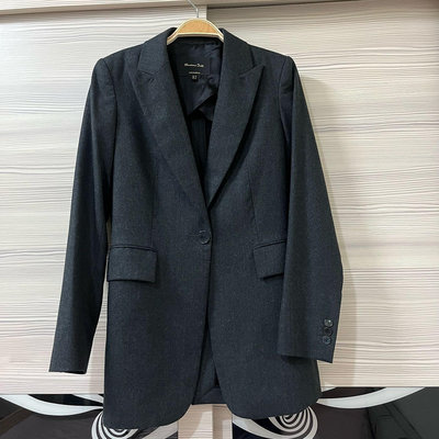 西班牙🇪🇸 Massimo Dutti 深灰色 100%羊毛 中長版 西裝外套 大衣 36