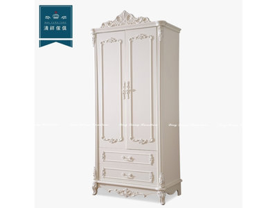 【新竹清祥家具】FBF-04BF38-法式新古典象牙白雙門衣櫃