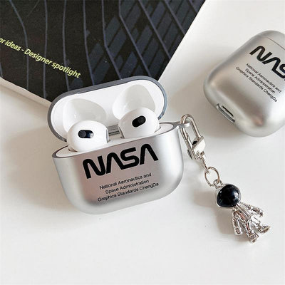 潮牌NASA宇航員適用AirPods3保護套電鍍啞光磨砂蘋果Pro2代耳機殼耳機盒 耳機保護殼 保護套 藍牙耳機套 耳機殼