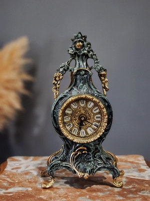 法國 古典 洛可可 銅雕 桌鐘 古董鐘 歐洲老件 cl0082【卡卡頌歐洲古董】✬