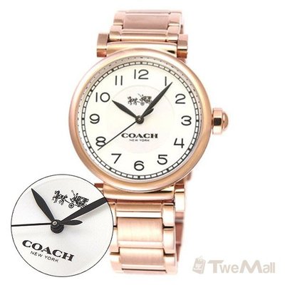 COACH 女錶 手錶 腕錶 鋼錶帶 玫瑰金 全新 正品 twemall
