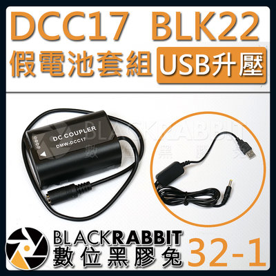 數位黑膠兔【 32-1 DCC17 BLK22 假電池 + 升壓USB線 】LUMIX S5 GH5 G9 GH5S