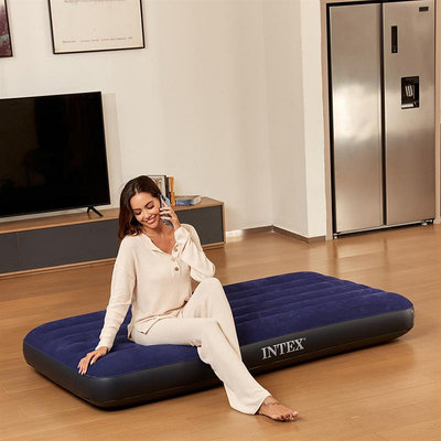 INTEX充氣床野營 單人加厚戶外氣墊床 家用加大植絨午休充氣床墊