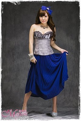 [瑪嘉妮Majani]日系中大尺碼-甜美澎澎裙 襯裙 搭配馬甲 長版衣 (C款寶藍色) 特價399 可超取