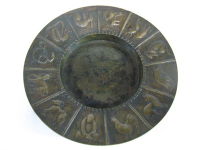[銀九藝] 早期 銅器銅雕 日本製 十二生肖紀念盤 銅盤 吉祥擺飾