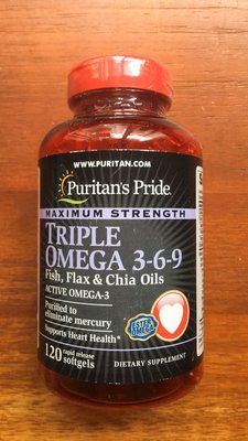 代購美國Puritan 歐米茄Omega369 120粒深海魚油亞麻籽油奇亞籽油