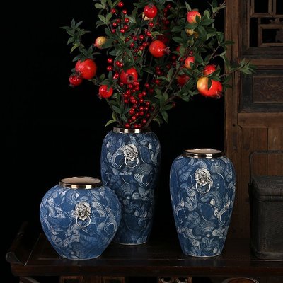 特價花瓶擺飾景德鎮陶瓷花瓶復古仿古中式青花瓷臺面花盆客廳桌面插花裝飾擺件