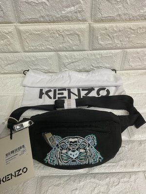 【就是愛買正品】黑色【現貨】 新款 小號 KENZO tiger bumbag 虎頭 腰包 胸包 重機包