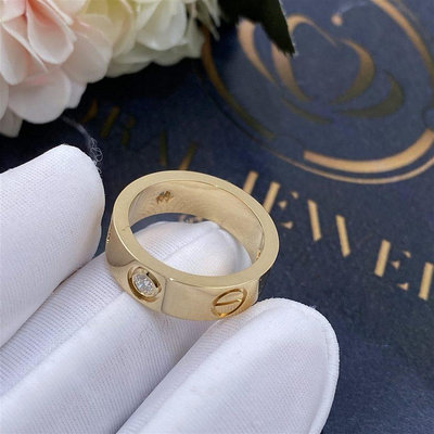 『甜甜二手』Cartier卡地亞 LOVE系列 18K玫瑰金戒指 三鑽款 寬版戒指 鑽戒 B4087500