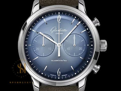 【鴻昇名錶】Glashutte Original 格拉蘇蒂 Sixties 六零年代計時腕錶系列 1-39-34-04-22-04 漸變冰川藍色漆面 AG358