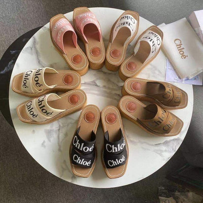 新店促銷 chloe 歐美增高厚底拖鞋女2022夏新款網紅沙灘鞋外穿字母涼拖潮流一字拖
