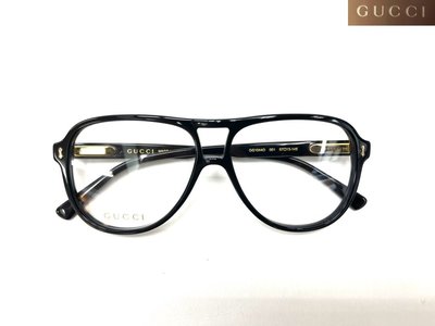光寶眼鏡城(台南)GUCCI*黑色飛型款塑光學眼鏡*精美金色圖紋彈簧腳,即刻擁有GG10440-001公司貨