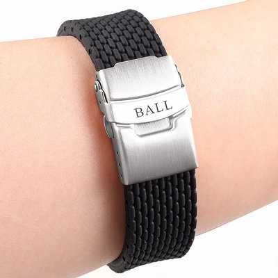 波爾BALL橡膠手錶帶 防水防汗柔軟矽膠錶帶保險扣男女錶鏈20 22mm