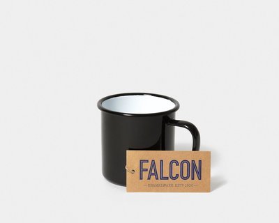 【英國 Falcon】碳黑色 琺瑯馬克杯 350ml 琺瑯杯 琺瑯水杯 咖啡杯 茶杯 平底杯 琺瑯漱口杯 刷牙杯