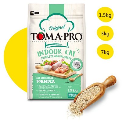 優格 Toma-Pro 室內貓 低活動量配方 雞肉+米 添加藜麥 貓糧 3kg