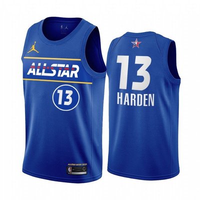 詹姆士·哈登 （James Harden）NBA 2021全明星賽球衣 熱轉印款式 13號 藍色
