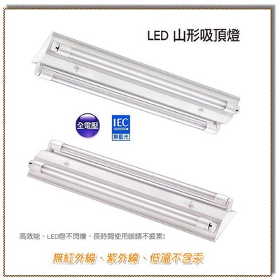 【 老王購物網 】T8 山型燈具 2尺 雙管 LED 吸頂燈 整組 含燈管 10W x2 全電壓 台灣製造