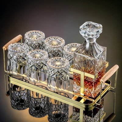 【熱賣精選】威士忌酒杯酒樽套裝洋酒杯水晶玻璃高端高檔創意酒具酒壺杯架家用