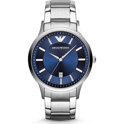 [永達利鐘錶 ] Emporio Armani 義大利精品 簡約藍面日期腕錶/43mm AR11180