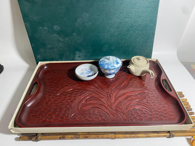 【二手】日本購回超大鐮倉雕茶盤尺寸如圖樹脂材質^_^ 老貨 老物件 回流【佛緣閣】-2762