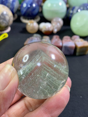 天然巴西綠幽靈千層銀山全包裹水晶球規格:4.36公分 水晶 擺件 原石【紫竹齋】868