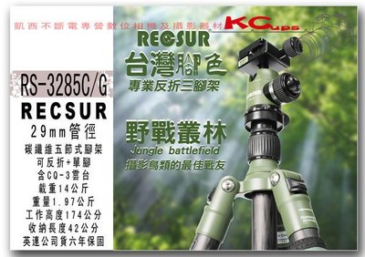 RECSUR 銳攝 RS-3285C/G 含 CQ-3 雲台 迷彩版 相機腳架 29mm 碳纖反折 可拆單腳【凱西不斷電】