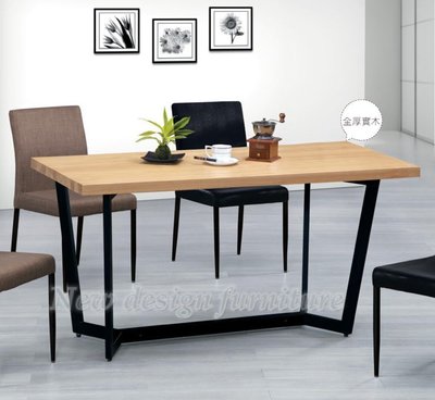 【N D Furniture】台南在地家具-LOFT工業風栓木全實木噴砂黑鐵腳座5尺餐桌/工作桌WB