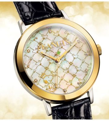 鼎飛臻坊 PEANUT SNOOPY 史努比 幸運草 押紋 高級鑽石 手錶 腕錶 日本正版
