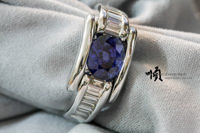 順順飾品--寶石戒指--18K金天然藍寶石鑽石戒指┃主石2.02ct克拉（附中國張鑑定書）