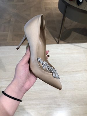 Manolo Blahnik/MB 女鞋麥穗水晶鉆高跟鞋時尚尖頭細跟單鞋女