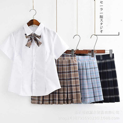 jk制服 套裝 大尺碼日韓系班服水手服 白襯衫格子裙 百褶裙兩件式套裝 學生校服潮流學院風 女生衣著