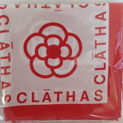 法國品牌 CLATHAS 茶花密碼 花卉系列 純棉手帕 印花圖騰 品牌LOGO 紅色