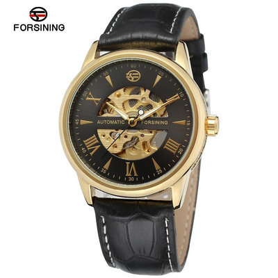 品牌手錶 forsining 鏤空男士機械錶 皮帶男女通用腕錶