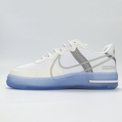 Nike Air Force 1 React 冰藍 透明 休閒運動板鞋 男女鞋 CQ8879-100【ADIDAS x NIKE】