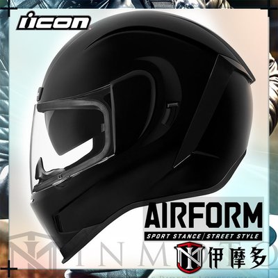 伊摩多※美國 iCON  AIRform 全罩小帽體 安全帽 快拆鏡片 內墨片 美式熱血0101-12104 。亮黑