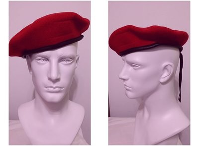 紅色貝雷帽扁帽一體成型純羊毛特種部隊軍帽軍用扁帽小偷帽保全帽特勤帽制服團購網