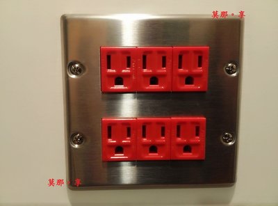 [ 莫那享 ] 工業風 白鐵 開關 插座 電料 蓋板 面板 三孔六插 (深紅色) A-199
