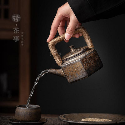 茶壺復古溫茶套裝陶瓷家用功夫茶具日式恒溫爐蠟燭底座加熱茶壺小套組