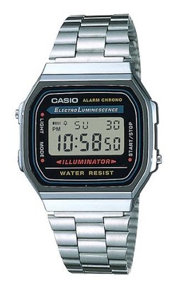 【CASIO 專賣】電子錶 A-168WA-1 復古 銀色 簡單時尚 鬧鈴 碼錶  可調式不銹鋼錶帶