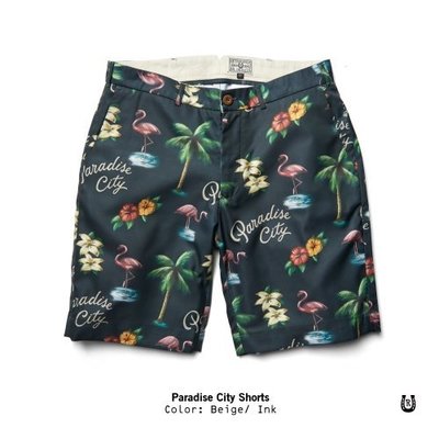 (I LOVE 樂多) Retrodandy Paradise City Shorts -墨黑 Ink 夏威夷短褲