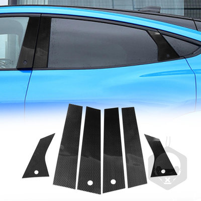 適用于電動野馬Mach-E真碳纖維車窗B柱支柱汽車外飾改裝裝飾配件