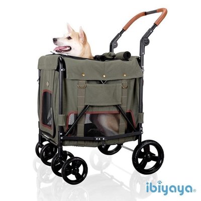 【自取95折】IBIYAYA大米號寵物推車(軍綠)FS1880載重25kg/加深筒狀座艙，專為長腿中型犬設計/依比呀呀
