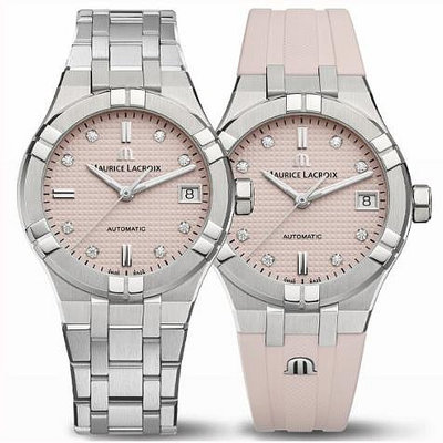 MAURICE LACROIX AI6006-SS00f-550-E 艾美錶 35mm 8顆鑽 粉紅面盤 雙錶帶 女錶