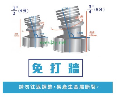 (永展) 6分 5只 可調內外牙 彎得好 1/2" 35mm 內外牙 不銹鋼 可彎 內外牙接頭