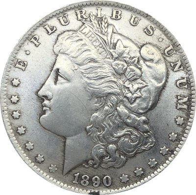 外國錢幣美國摩爾根美元1890 CC 年仿古銀幣白銅鍍銀黑色古錢幣A2735