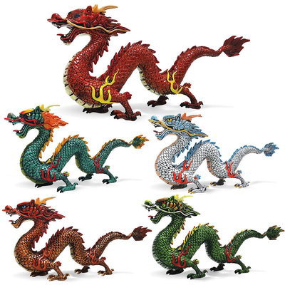 龍神話傳說四爪東方神龍龍珠動物模型玩具兒童仿真裝飾擺件
