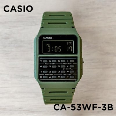【金台鐘錶】CASIO 卡西歐 復古計算機電子錶 (黑色的反轉液晶) (綠X黑) CA-53WF-3B