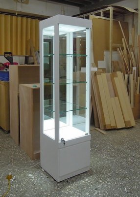 公仔櫃《全一木工坊》LED玻璃展示櫃、珠寶櫃、公仔玻璃櫃、精品櫃、手機櫃、飾品櫃、展示櫃、眼鏡櫃、模型櫃, 白色展示櫃