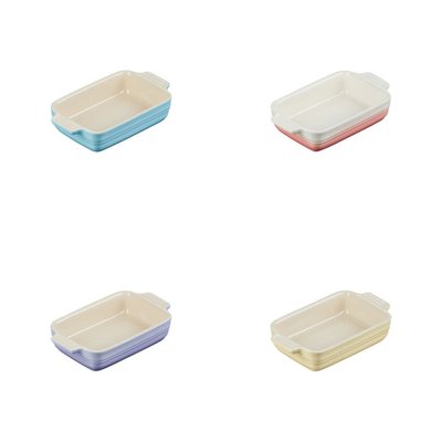Le Creuset 瓷器長方型烤盤18CM 奶油黃/粉樹莓/粉彩紫/亮藍 特價480元
