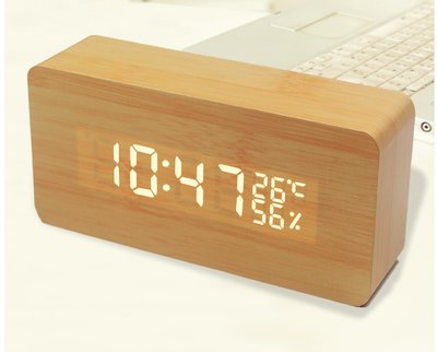 木頭時鐘、 USB 聲控鬧鐘、木質鬧鐘、木頭鬧鐘、電子鬧鐘、日期 溫度 濕度、迷你鬧鐘、LED鬧鐘